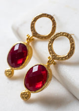 Garnet Ring Drop Earrings