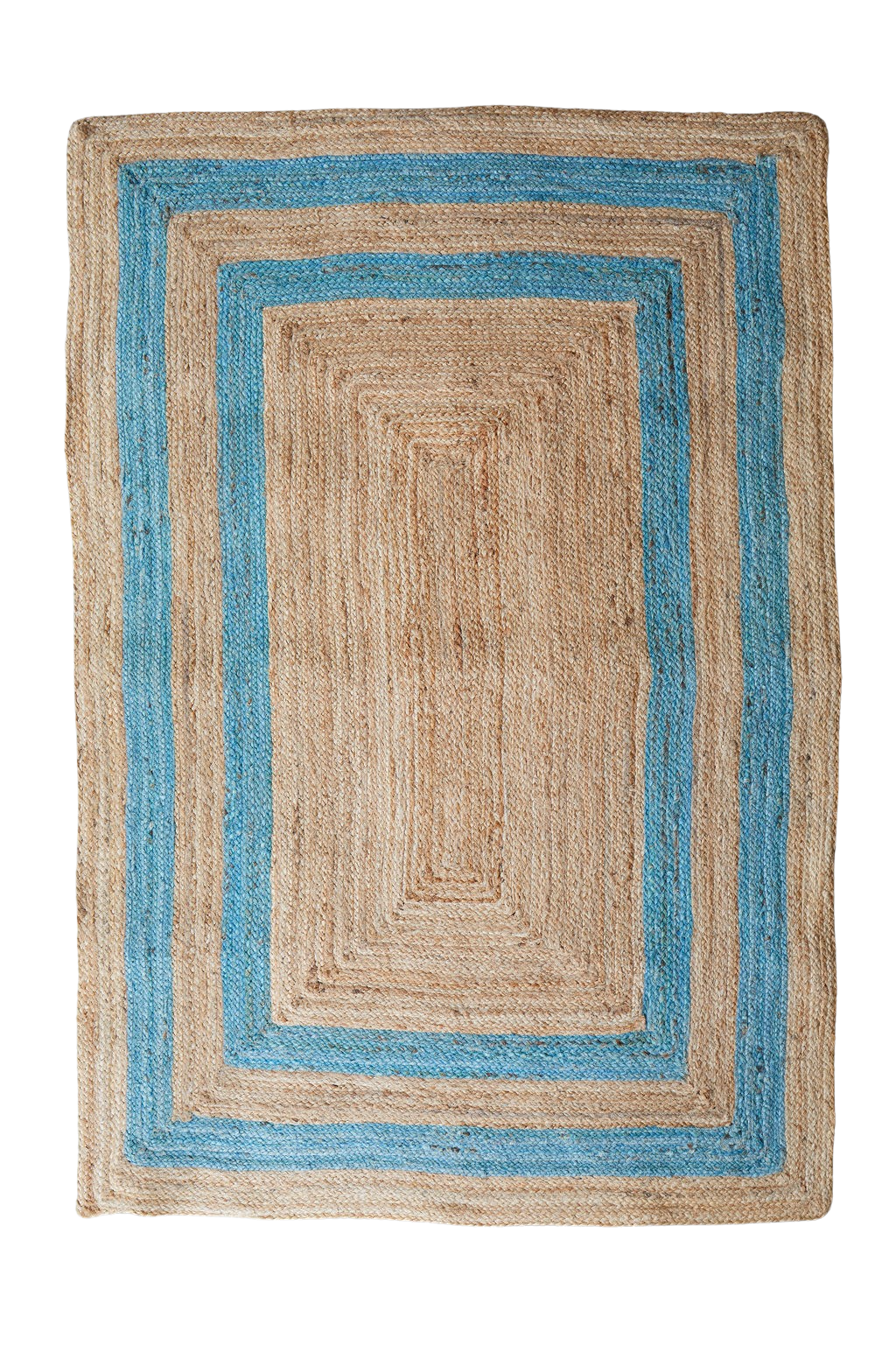 Large Jute Double Border Rug - Turquoise