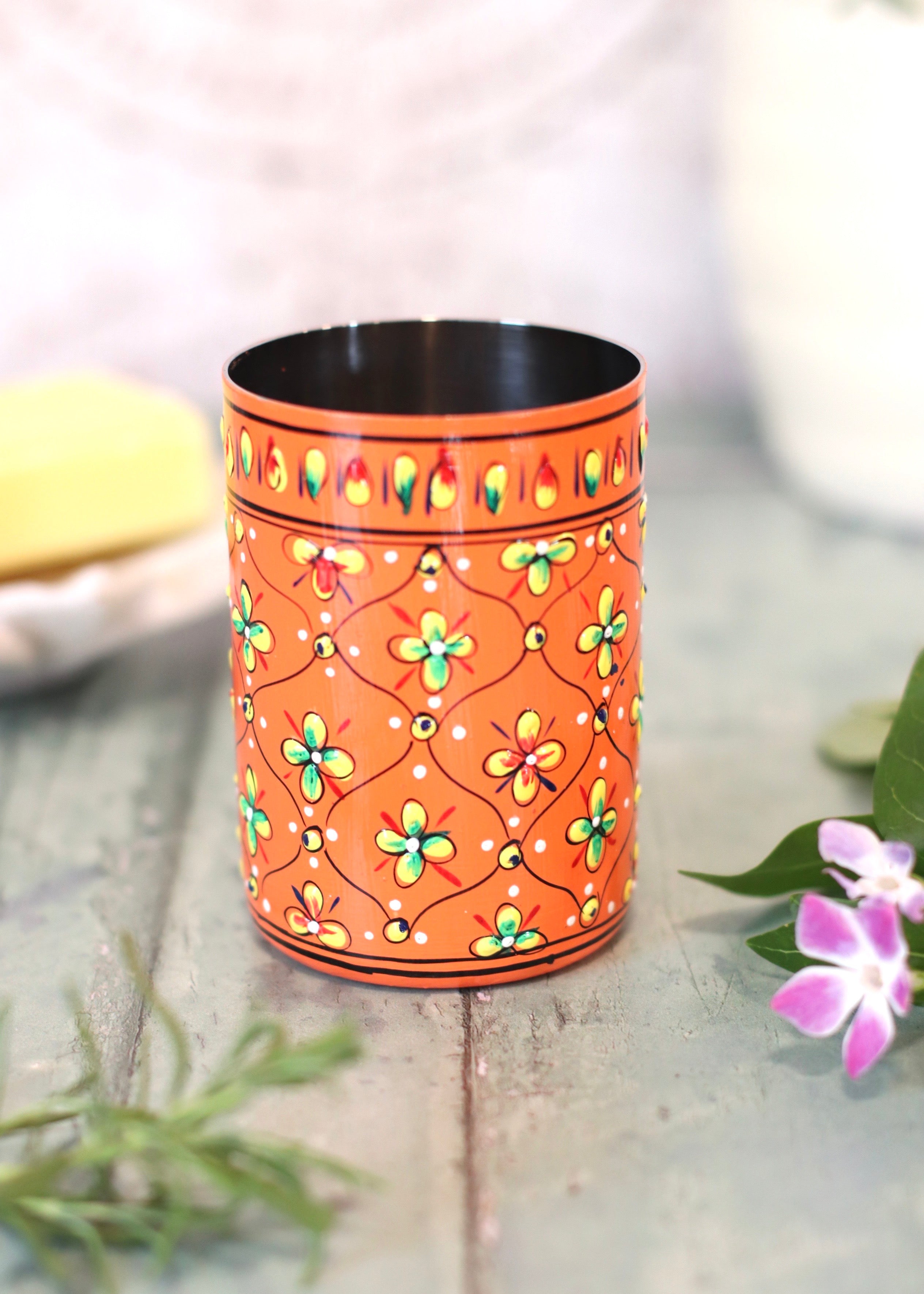 Brush Pot-  Orange