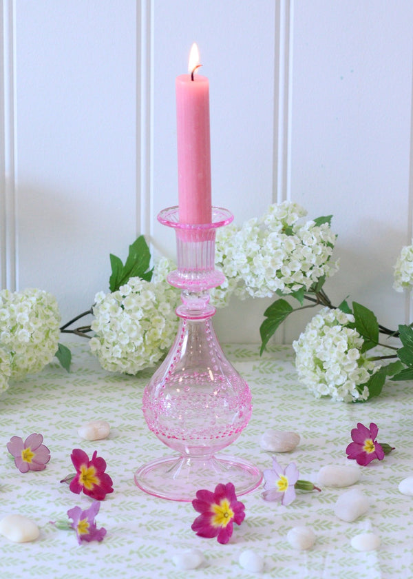 Saffi Glass Candlestick - Pink
