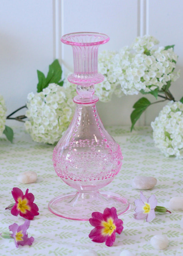 Saffi Glass Candlestick - Pink