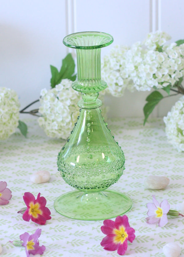Saffi Glass Candlestick - Green