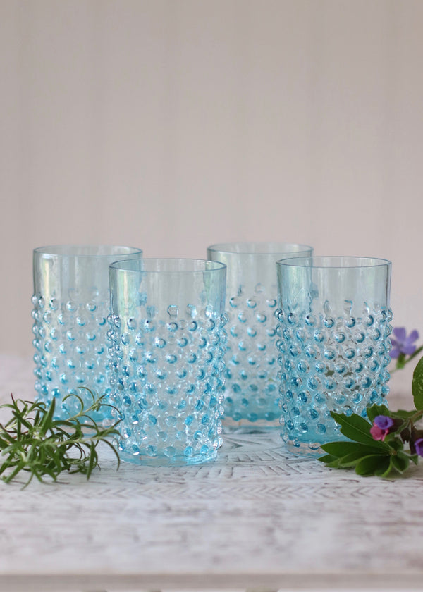 Hobnail Tumbler Underlay Aquamarine - SET OF 4