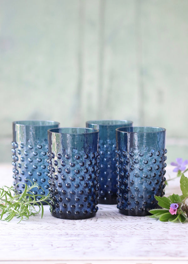 Hobnail Tumblers Royal Blue - Set Of 4