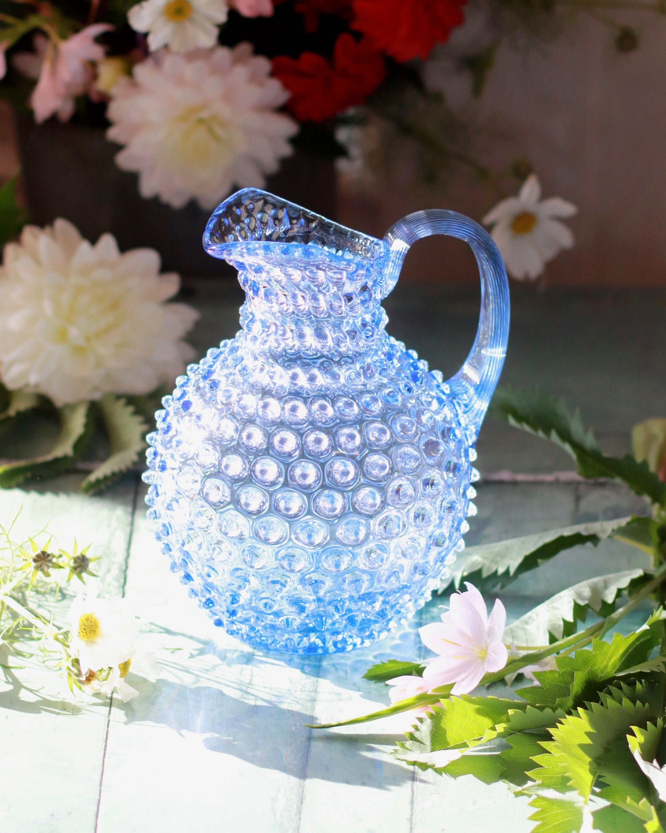 Hobnail Water Jug - Light Blue