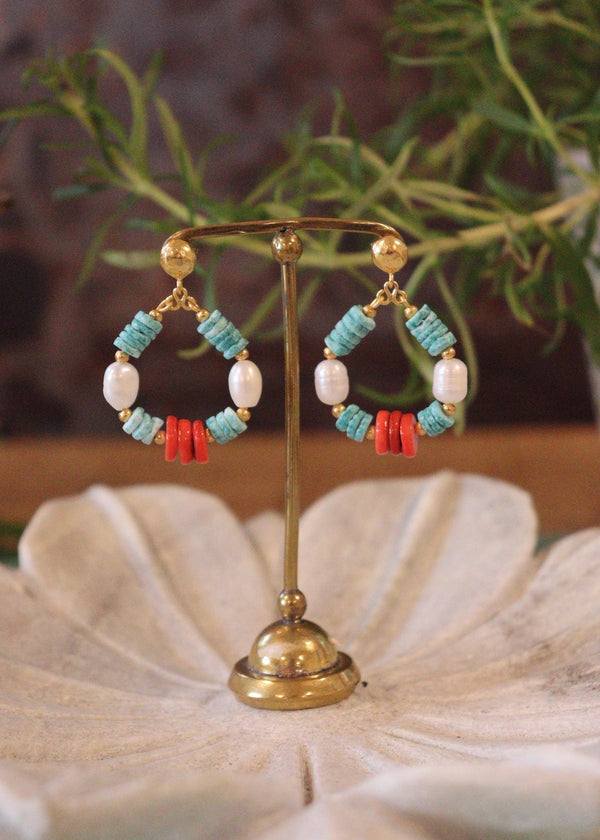 Orla Pearl Beaded Front Hoop Earrings -