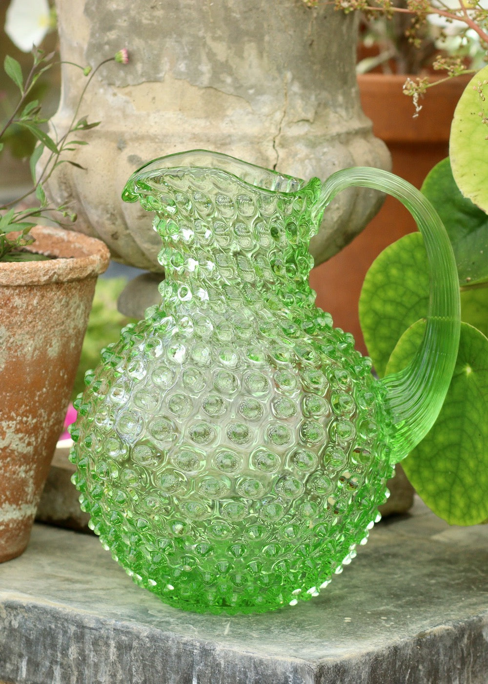 Hobnail Water Jug - Light Green