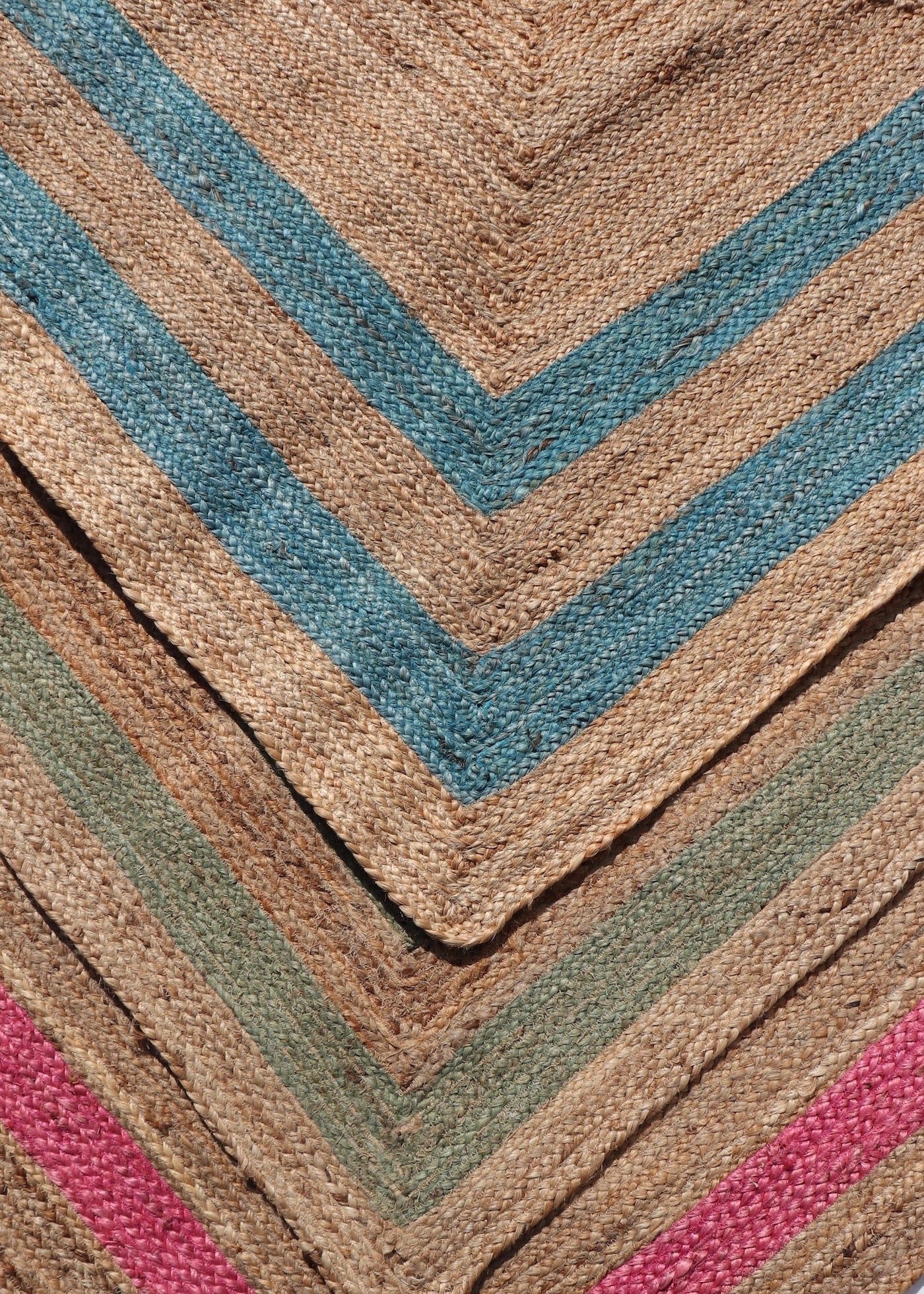 Large Jute Double Border Rug - Pink