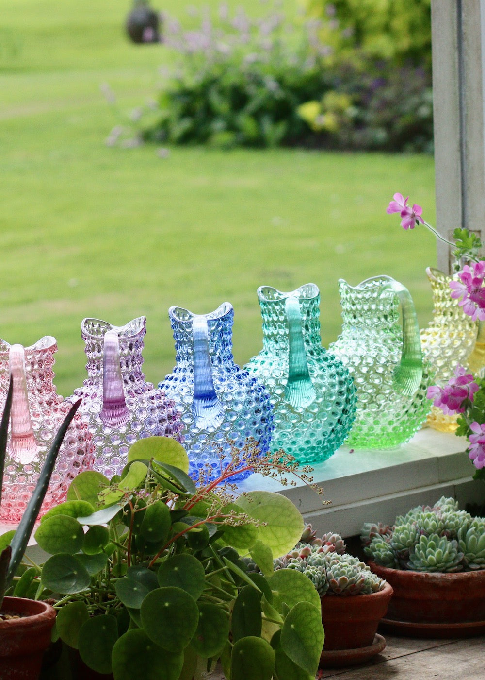 Hobnail Water Jug - Rose