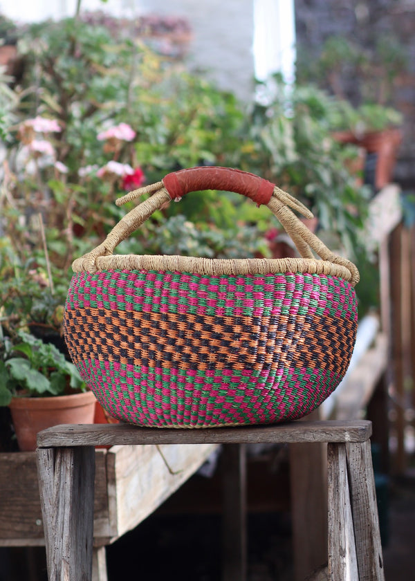 Market Basket - Pink Green Orange & Navy Checkerboard