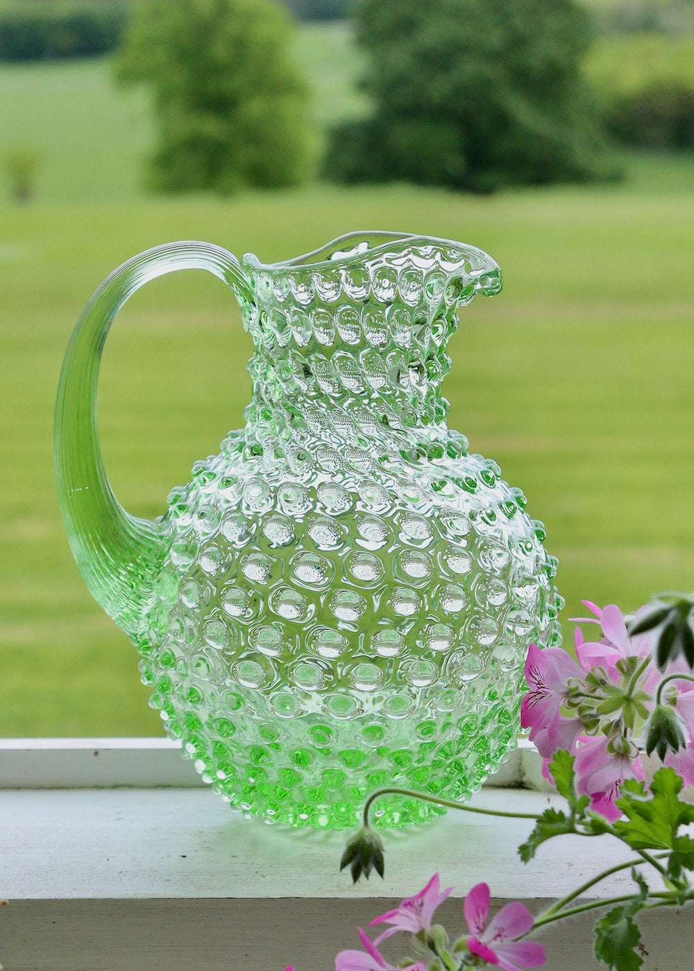 Hobnail Water Jug - Light Green