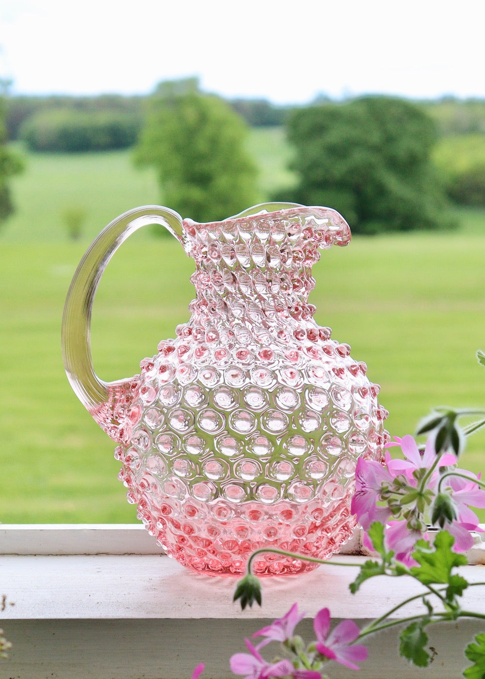 Hobnail Water Jug - Rose