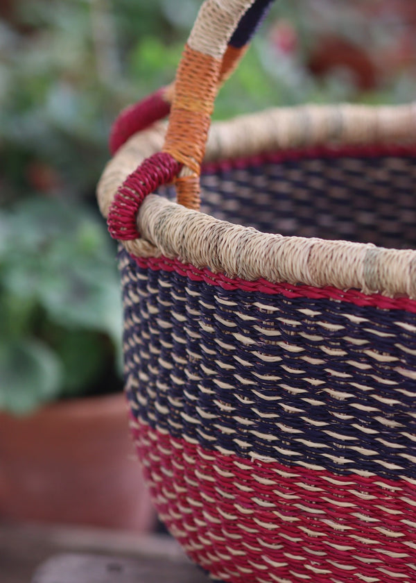 Market Basket - Red & Navy Large Stripe