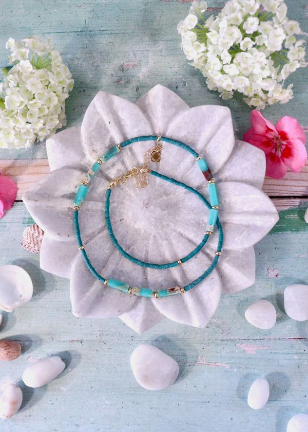 Cecilia Variscite & Beaded Necklace