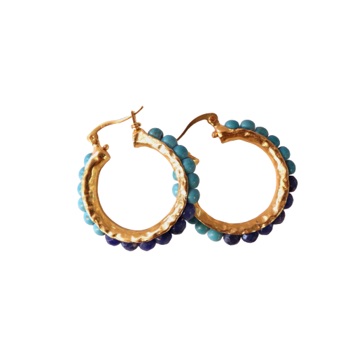 Sasha Blue Jade Beaded Hoop Earrings