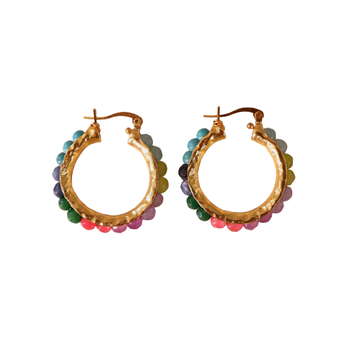 Sasha Multi Coloured Jade Beaded Hoop Earrings