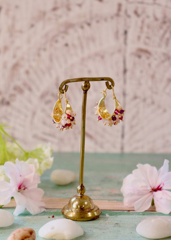 Pink Bejewelled Hoops