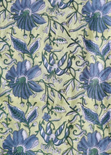 Block Print Voile Fabric - Lime Floral